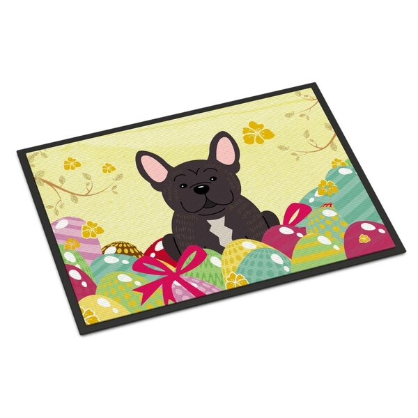 Carolines Treasures 24 x 36 in. Easter Eggs French Bulldog Brindle Indoor or Outdoor Mat BB6009JMAT - main